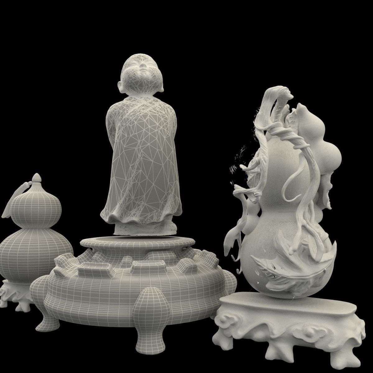 Chinese monk kid 3D model_6