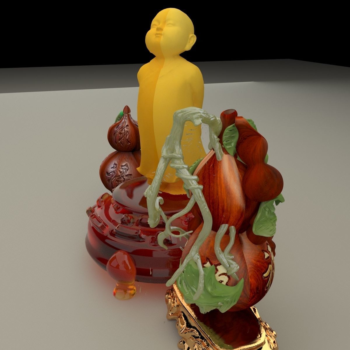 Chinese monk kid 3D model_4