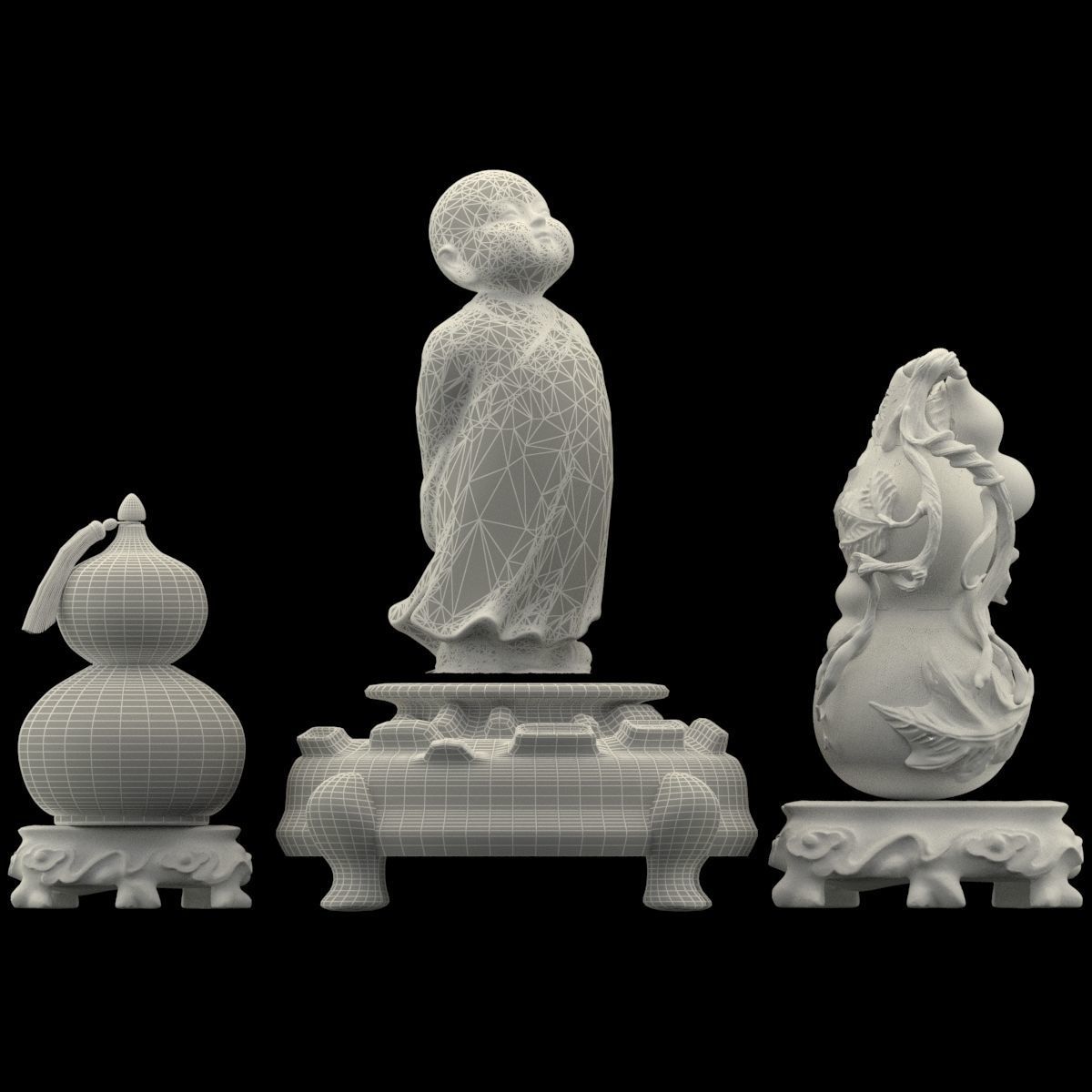 Chinese monk kid 3D model_5