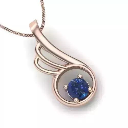 Pendant 3dm stl render detail gold with sapphire