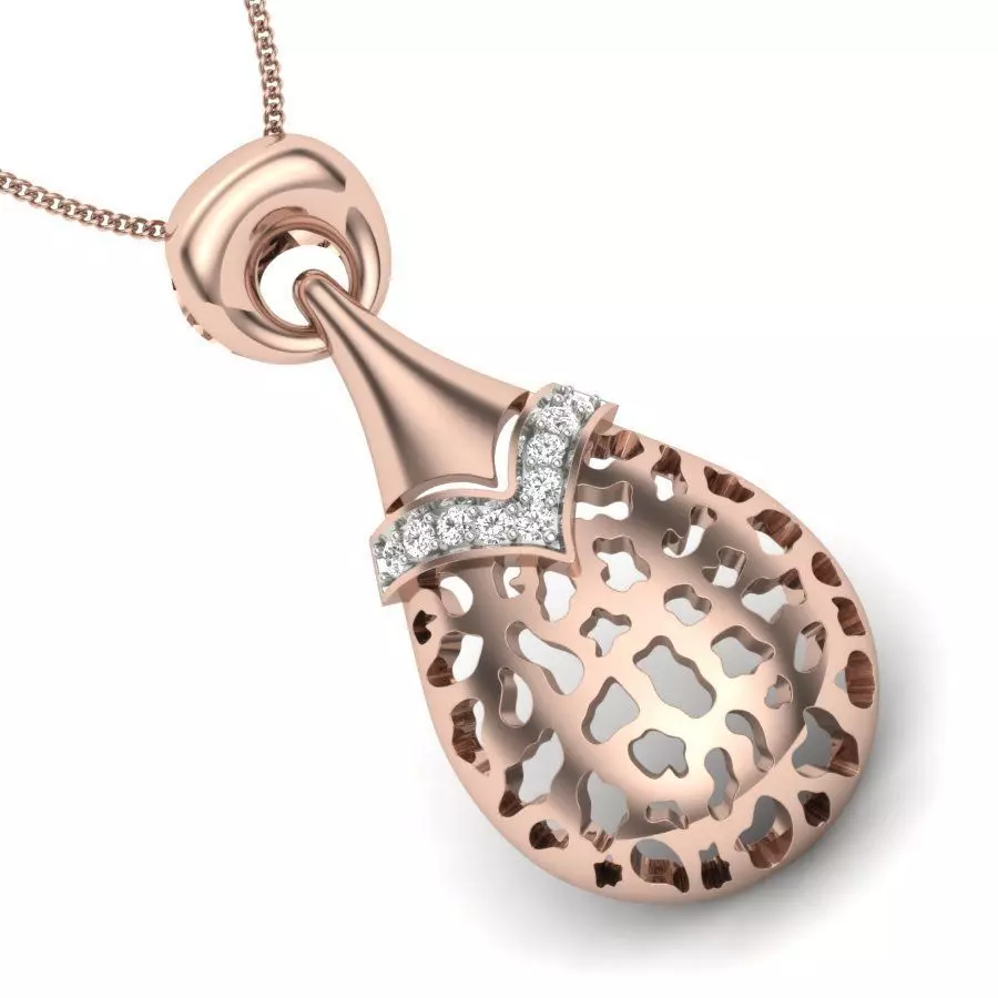 pendant gold with diamonds 3D print model
