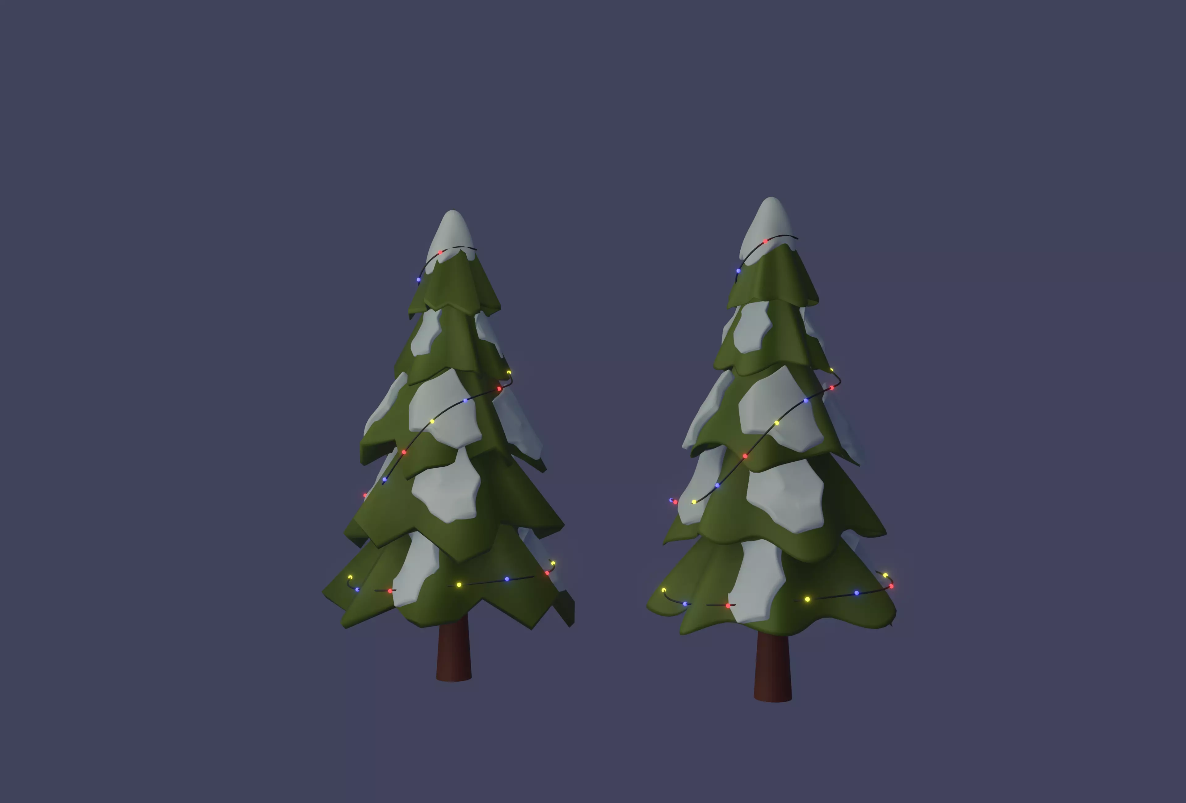 Trees covered in snow 3D model_0