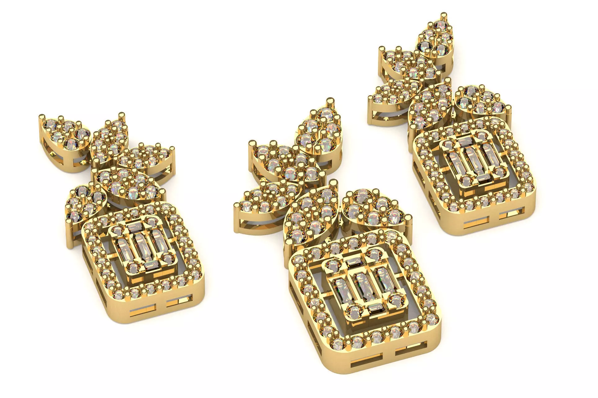 Set S 13 pendant and earring 3D print model