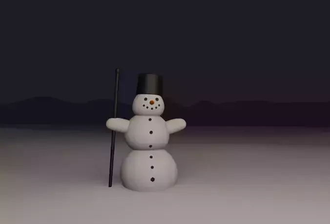 Snowman with top hat and cane