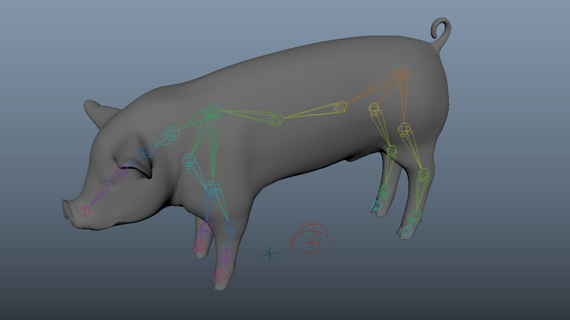 Pig red Low-poly 3D model_7