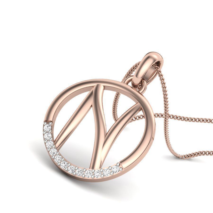 Alphabet N pendant 3D print model_14