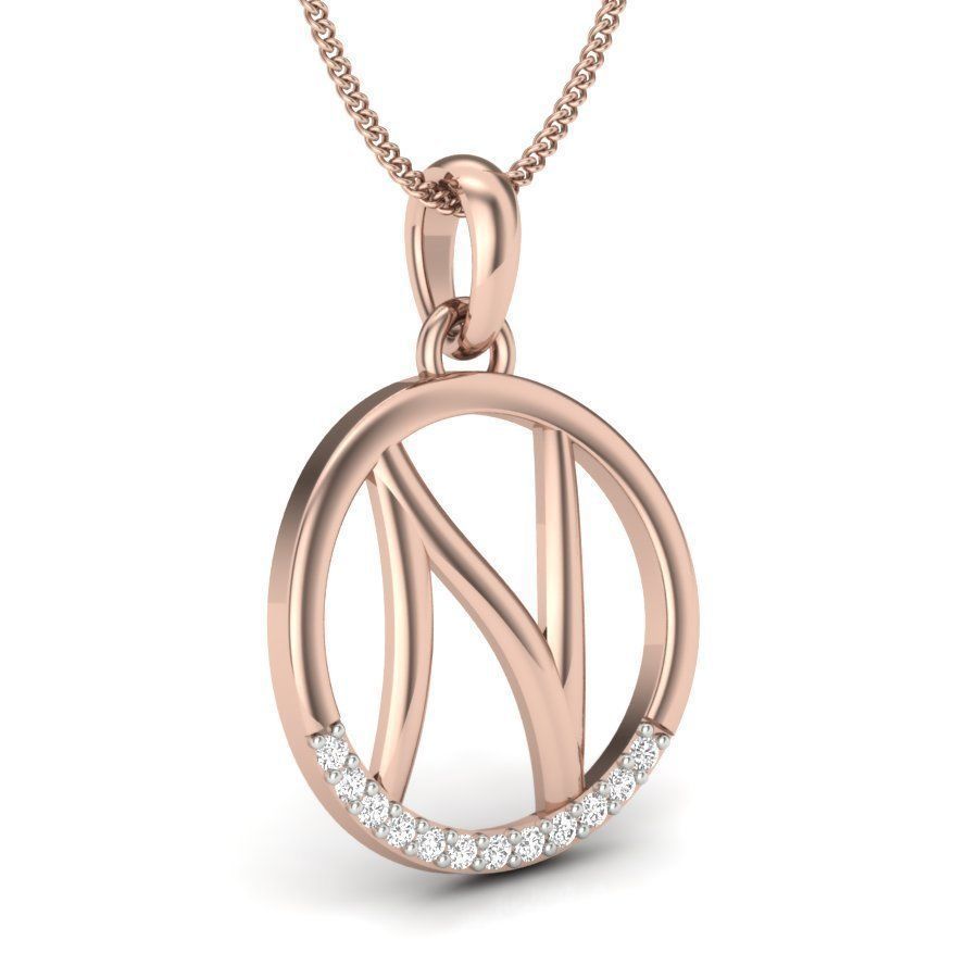 Alphabet N pendant 3D print model_12