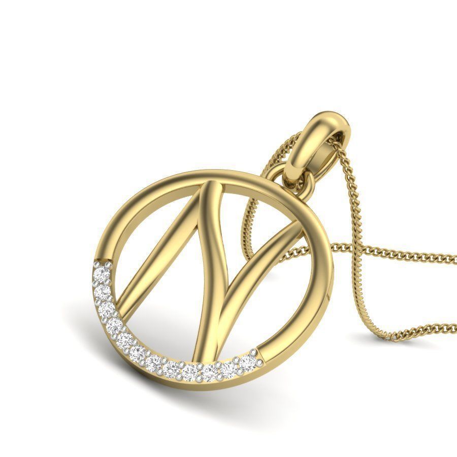 Alphabet N pendant 3D print model_4