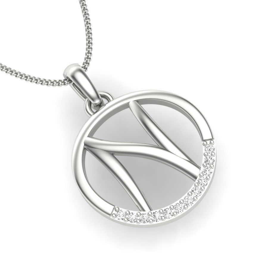 Alphabet N pendant 3D print model_7