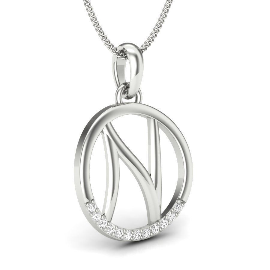 Alphabet N pendant 3D print model_17