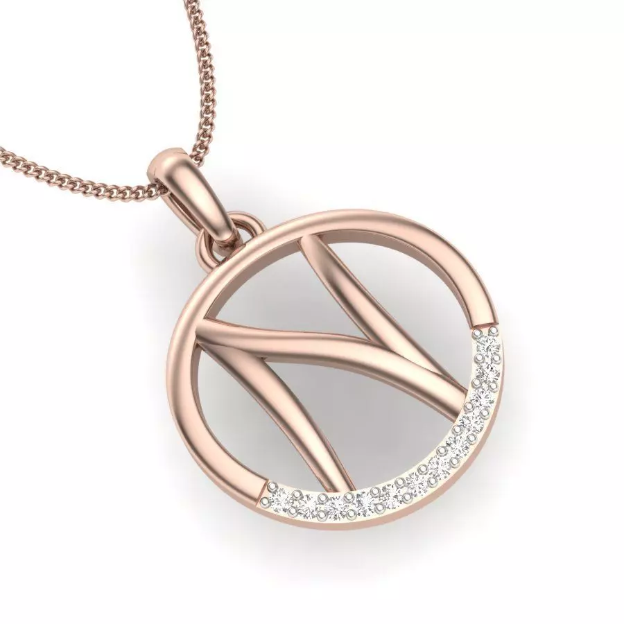 Alphabet N pendant 3D print model_0