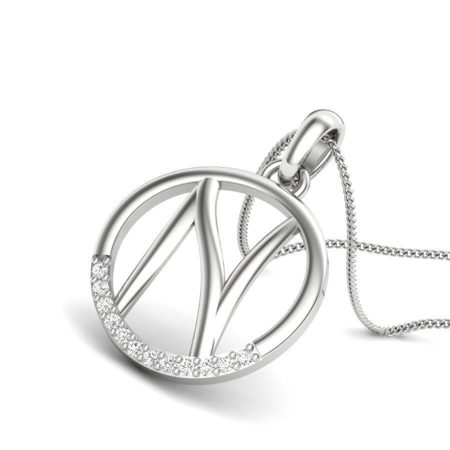 Alphabet N pendant 3D print model_9