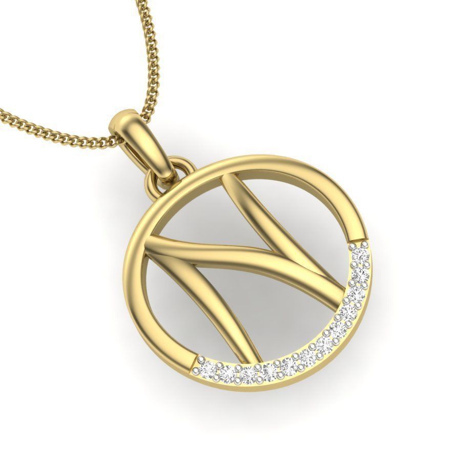 Alphabet N pendant 3D print model_1