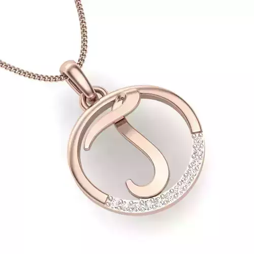 Women J pendant 3dm stl render detail