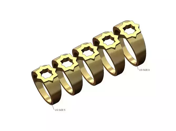 Open work Oriental star signet ring US sizes 5to9