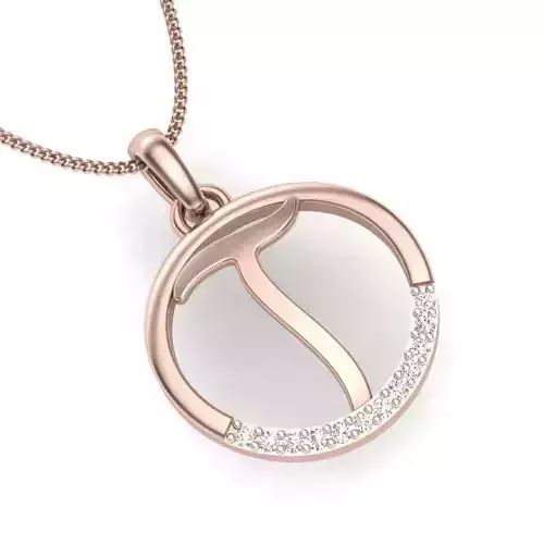 solitaire wedding engagement T pendant 3dm render detail 