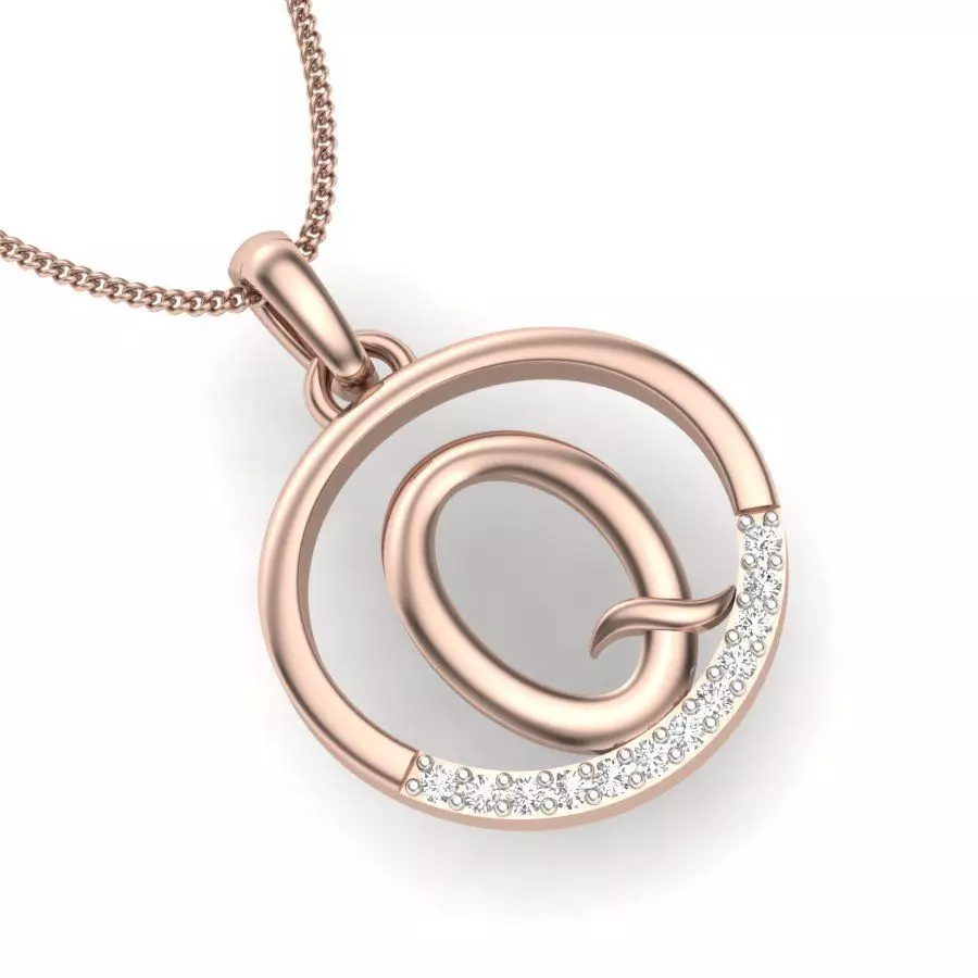 solitaire Q pendant 3dm render detail 3D print model_0