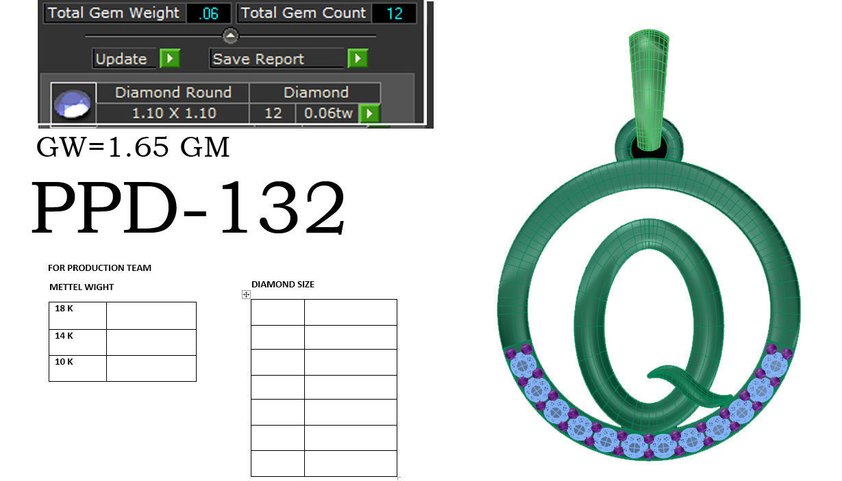 solitaire Q pendant 3dm render detail 3D print model_18