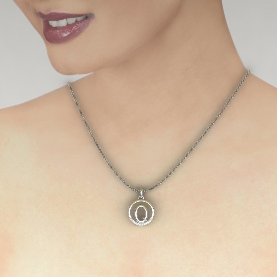 solitaire Q pendant 3dm render detail 3D print model_16
