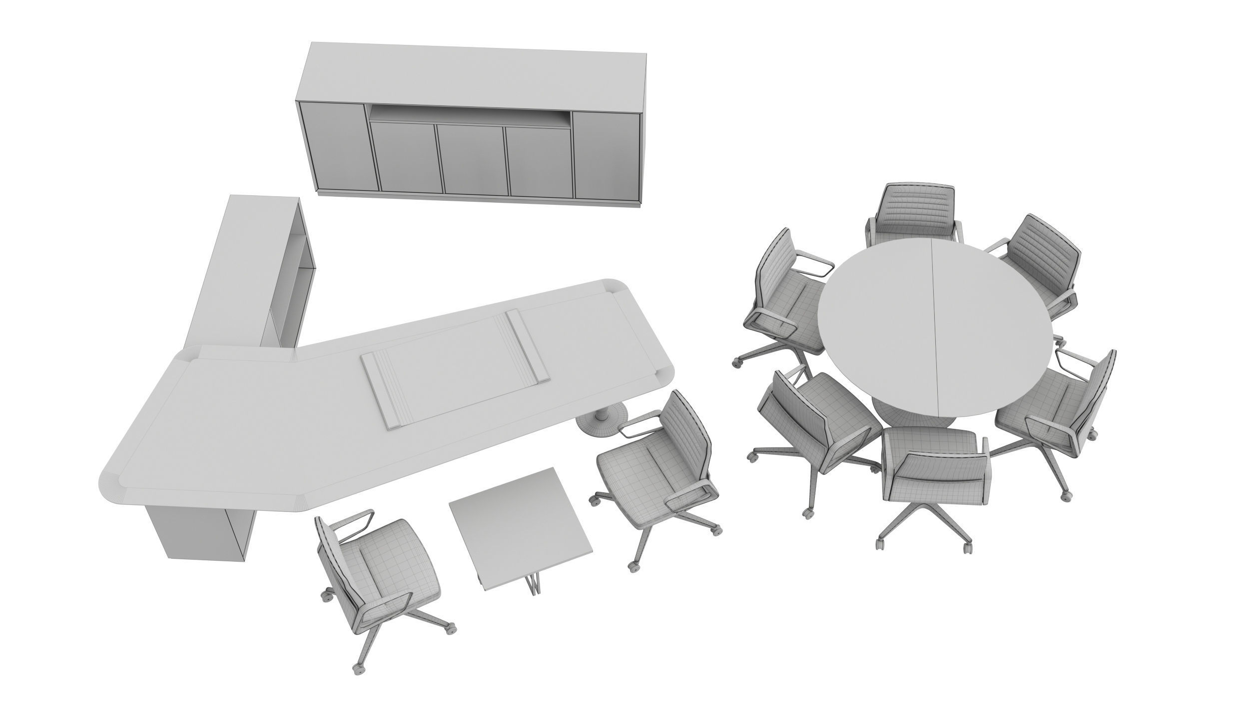 Manager office Desk 3D model_3