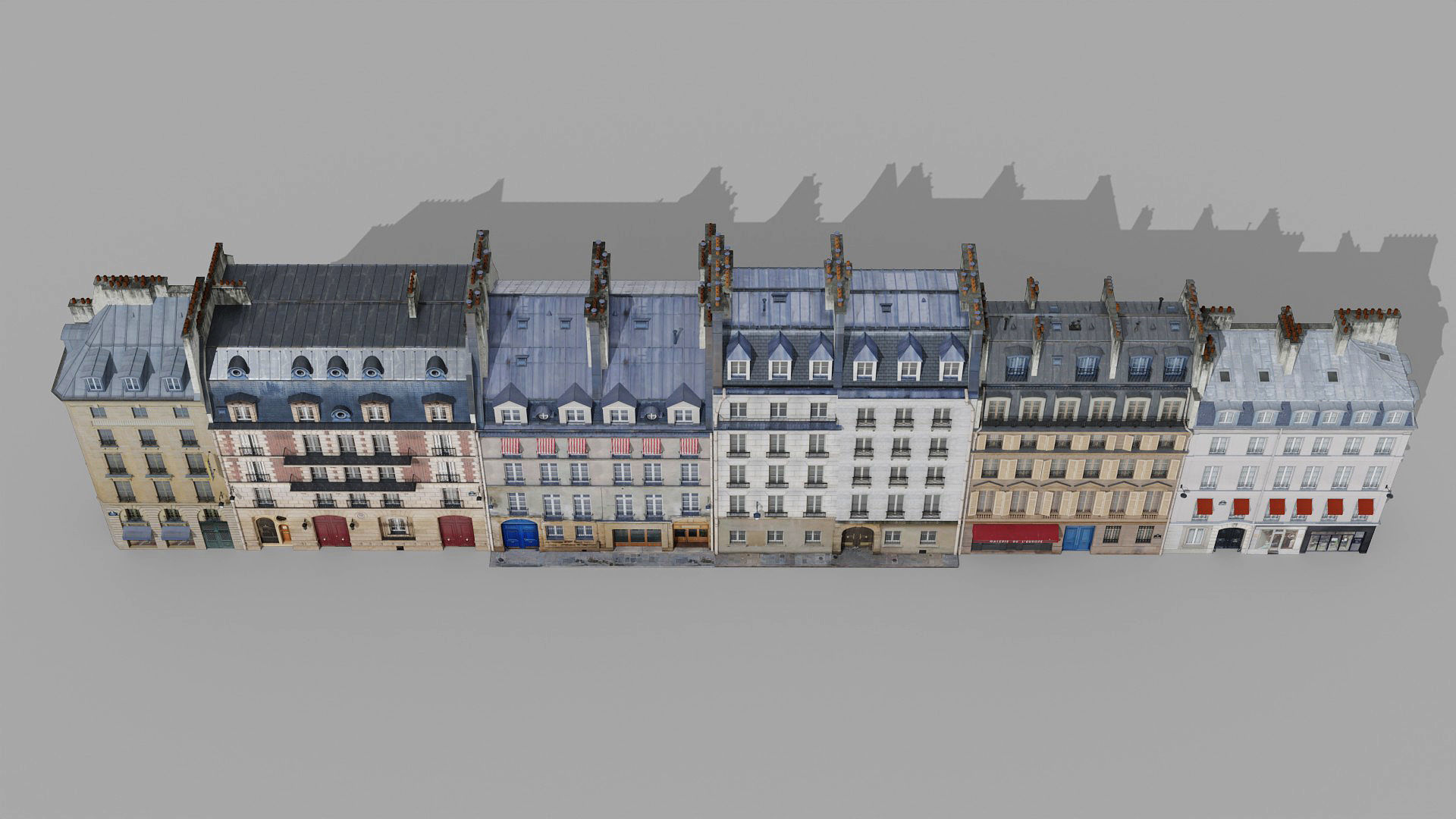 Paris quarter 2 Low-poly 3D model_3