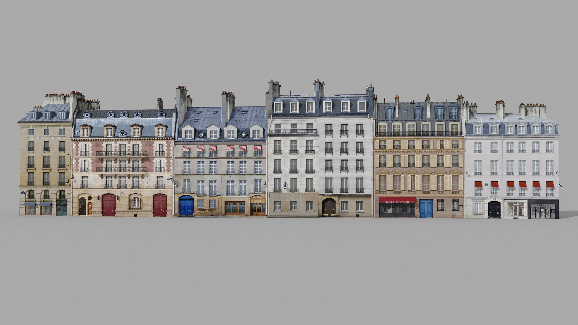 Paris quarter 2 Low-poly 3D model_1