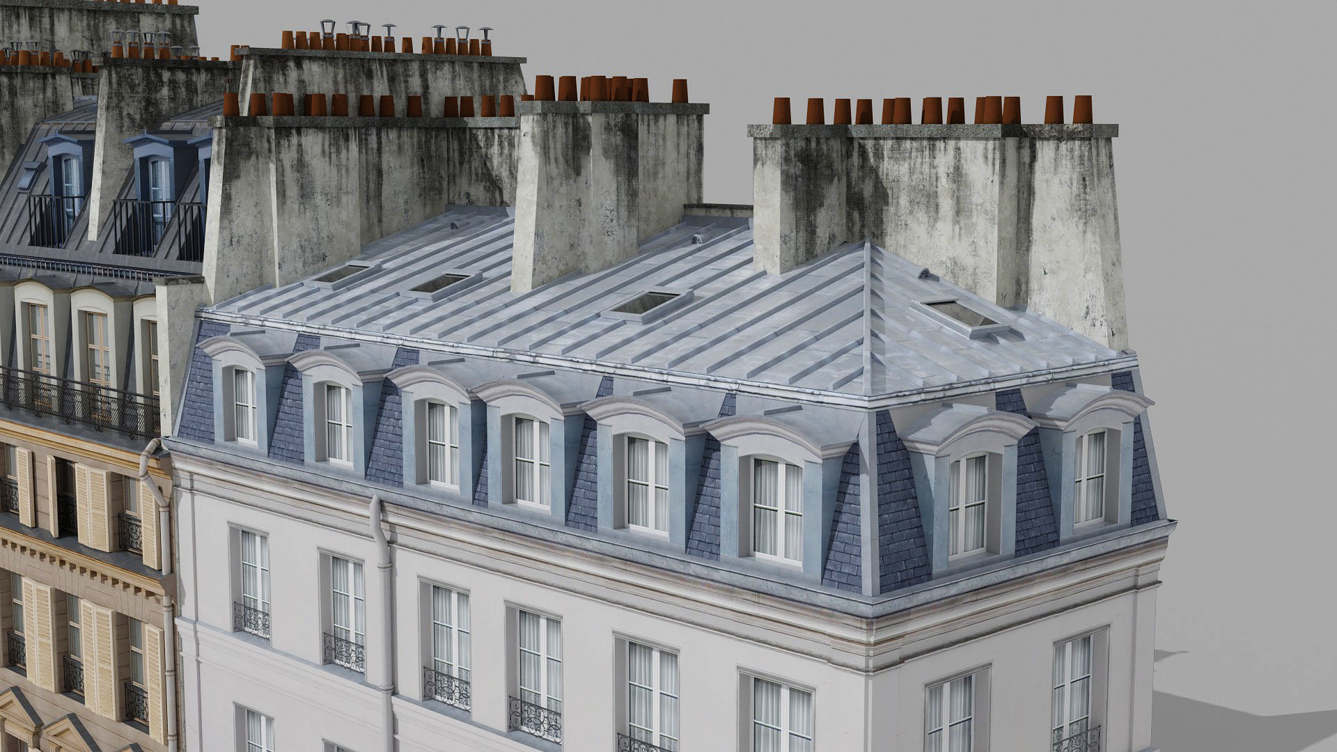 Paris quarter 2 Low-poly 3D model_9