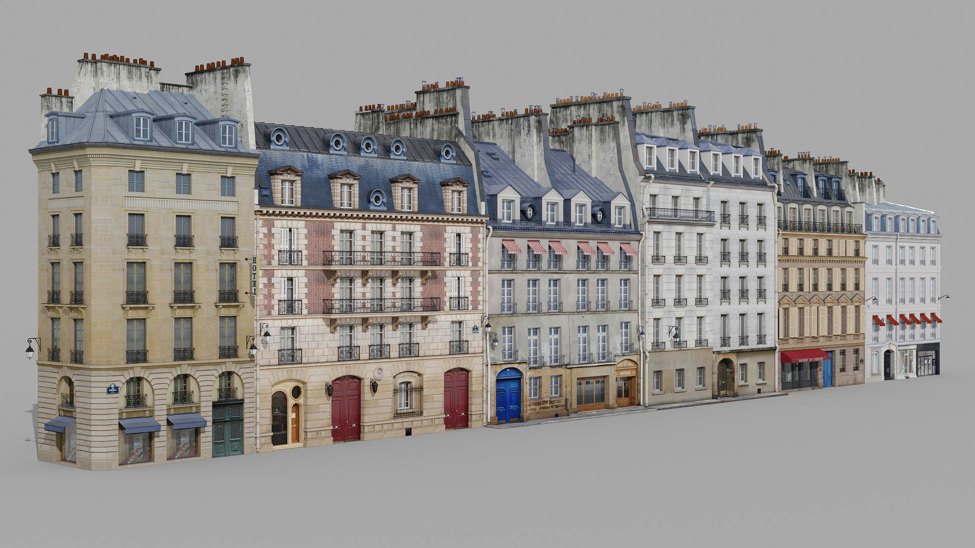 Paris quarter 2 Low-poly 3D model_2