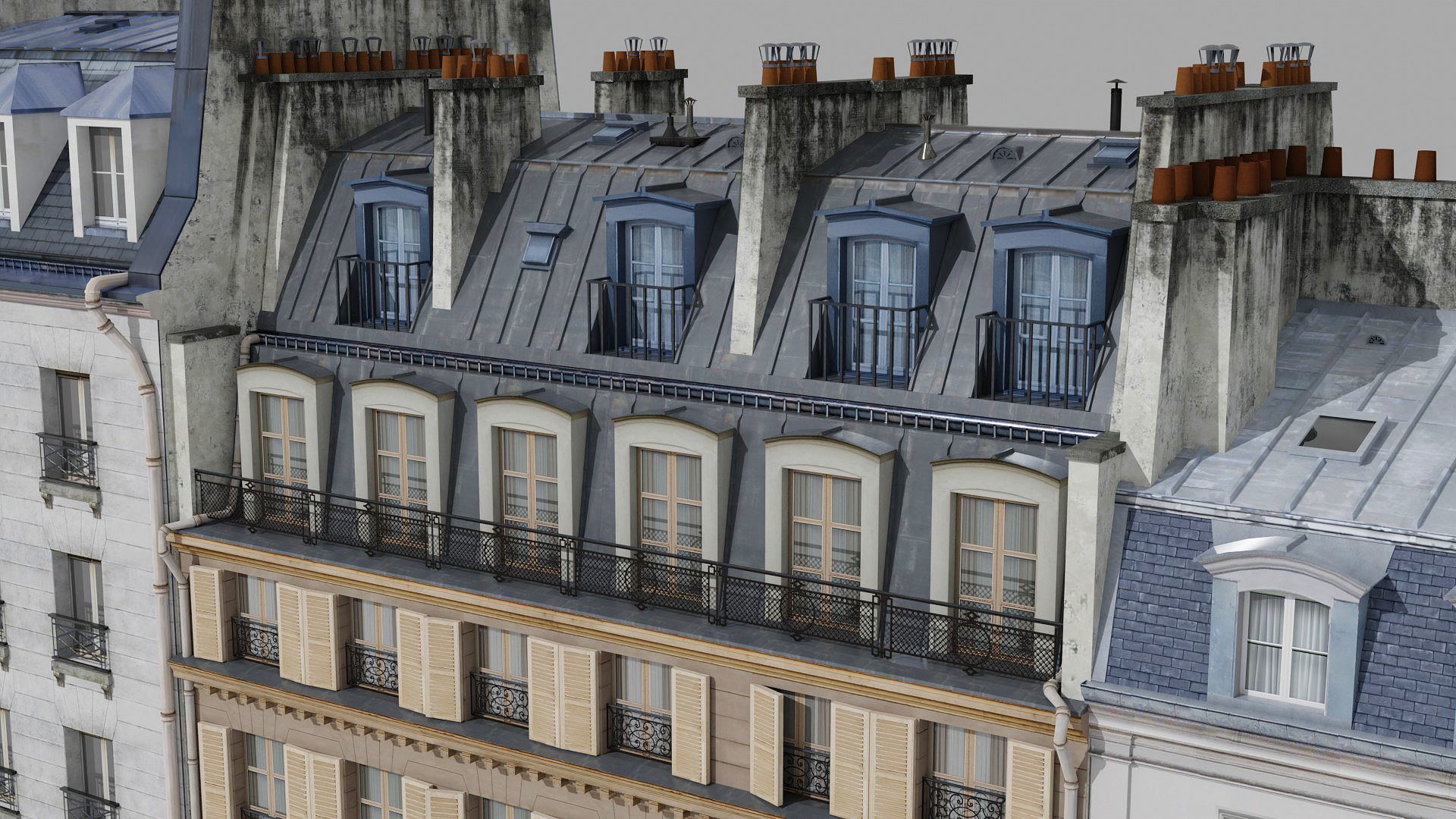 Paris quarter 2 Low-poly 3D model_10