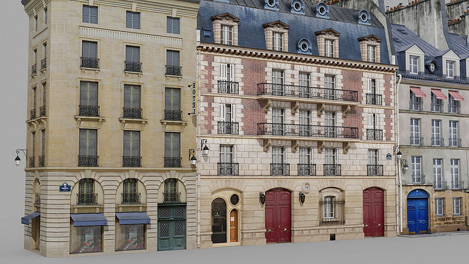 Paris quarter 2 Low-poly 3D model 5