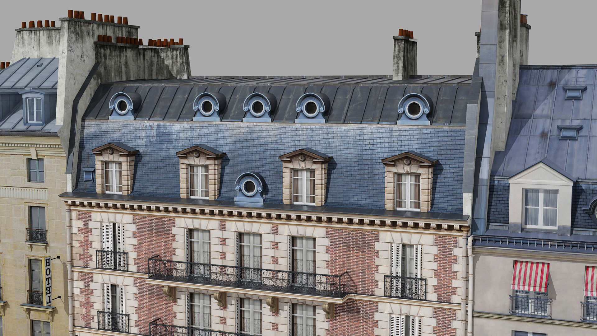 Paris quarter 2 Low-poly 3D model_13