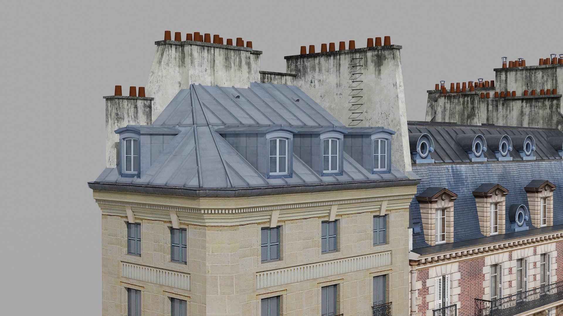 Paris quarter 2 Low-poly 3D model_14