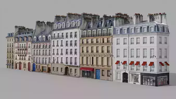 Paris quarter 2 Low-poly 3D model