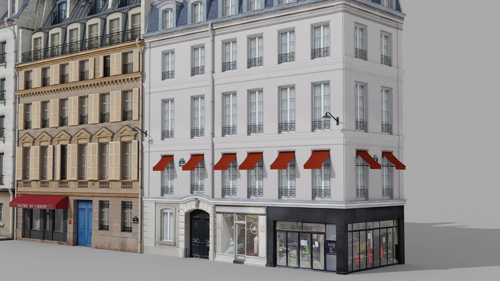 Paris quarter 2 Low-poly 3D model_8