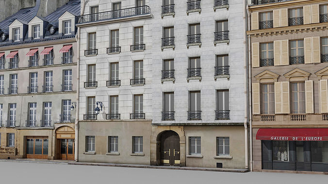 Paris quarter 2 Low-poly 3D model 7