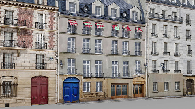 Paris quarter 2 Low-poly 3D model 6