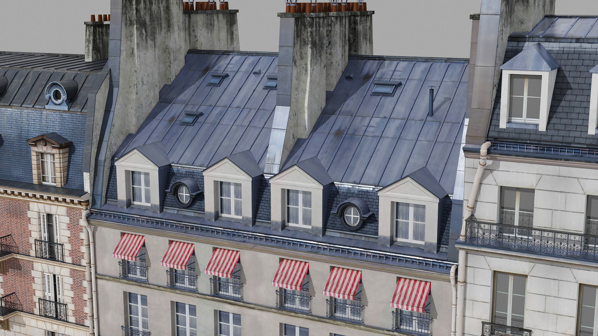 Paris quarter 2 Low-poly 3D model_12