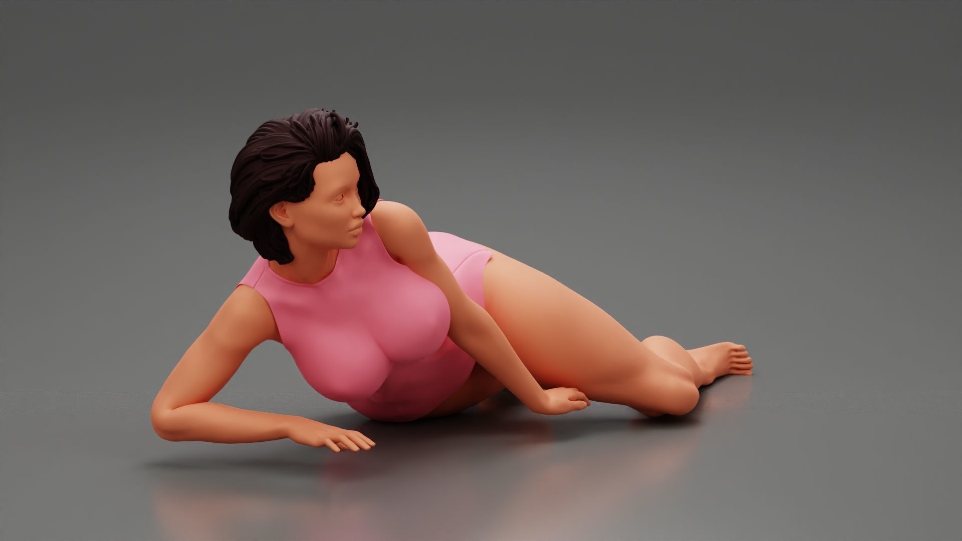 Beautiful Young Girl Lying On a Floor 3D print model_2