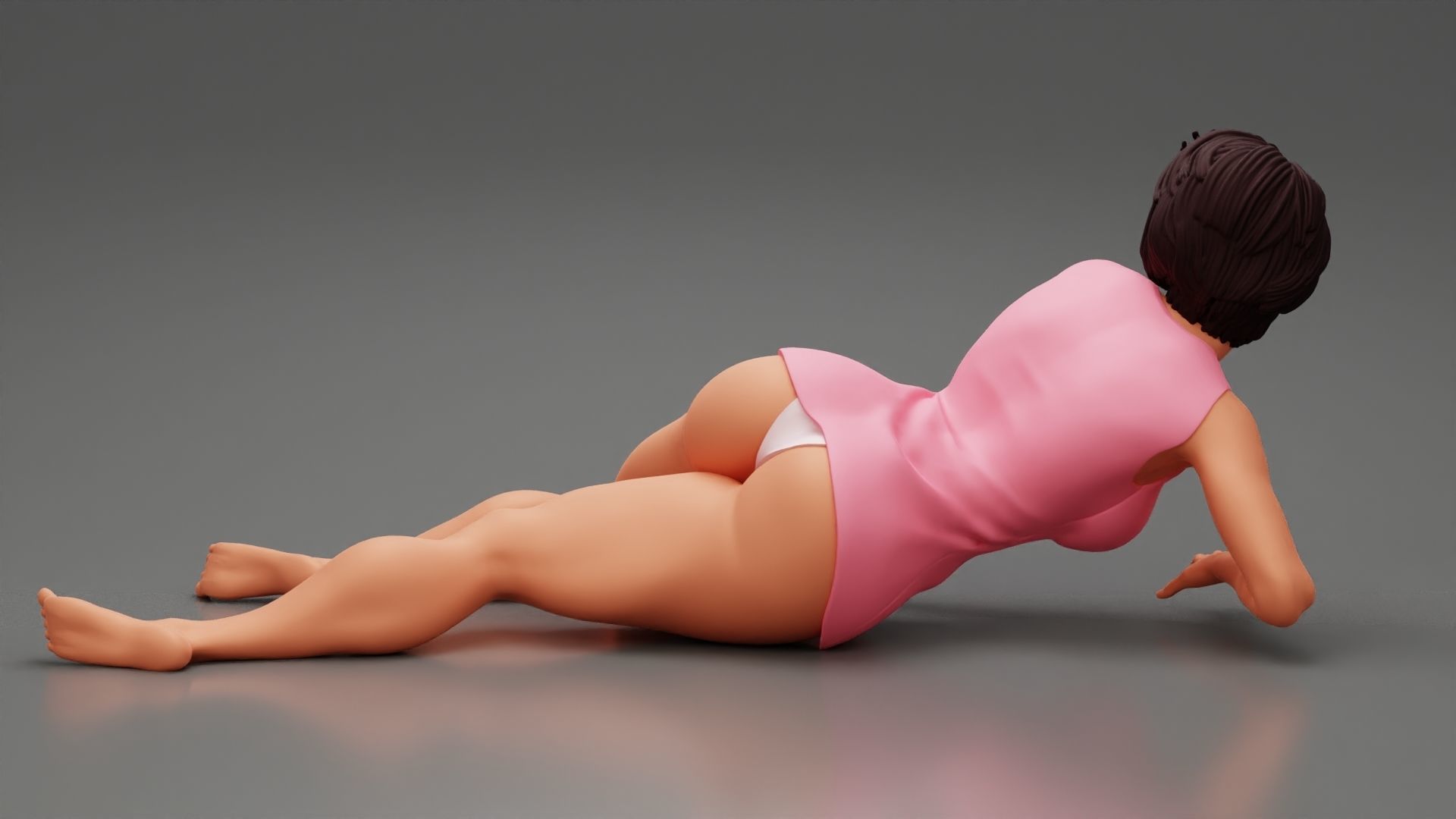Beautiful Young Girl Lying On a Floor 3D print model_6