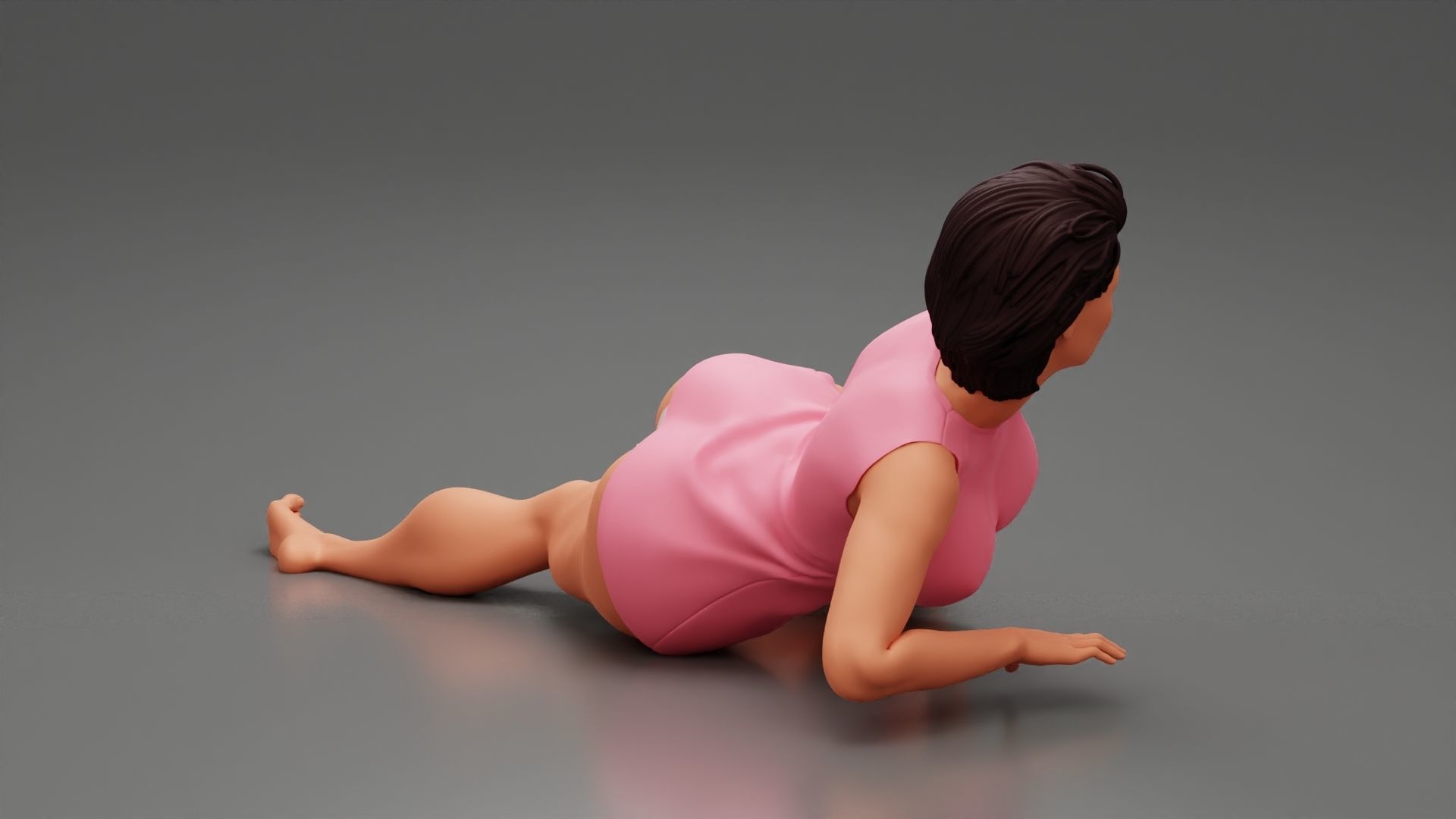 Beautiful Young Girl Lying On a Floor 3D print model_4