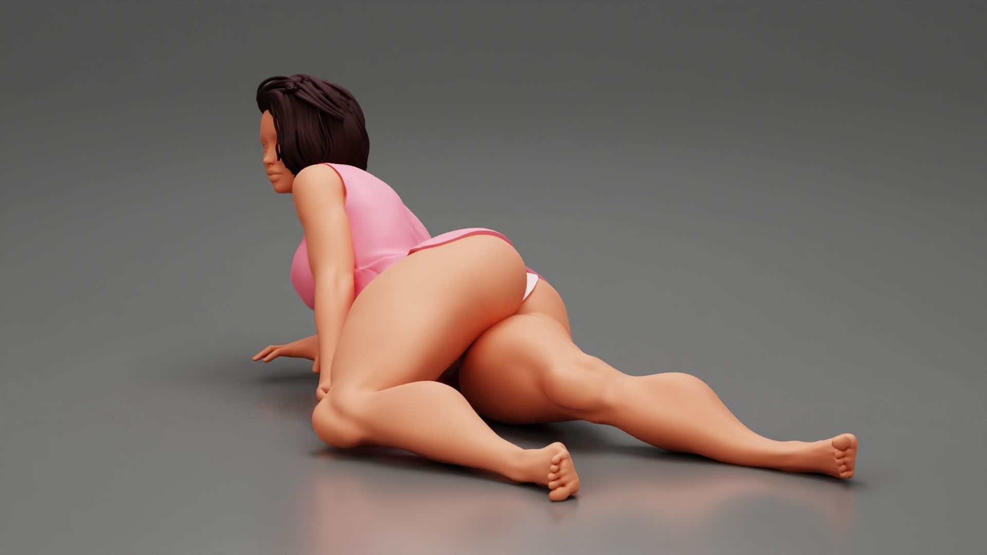 Beautiful Young Girl Lying On a Floor 3D print model_9