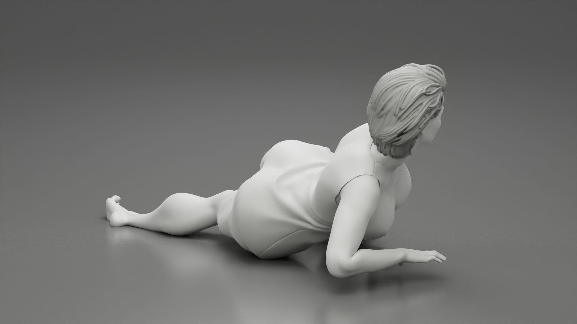 Beautiful Young Girl Lying On a Floor 3D print model_5
