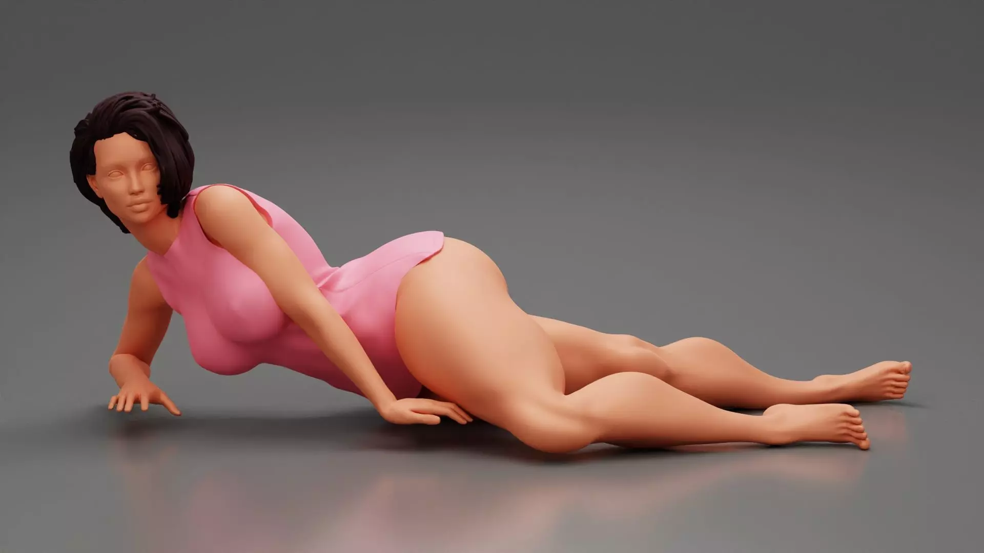 Beautiful Young Girl Lying On a Floor 3D print model_0