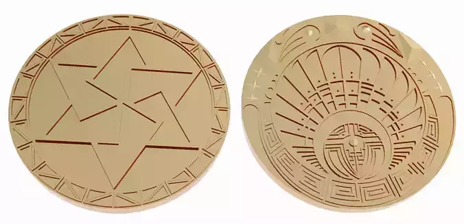 Medal gold coin with egyptian design