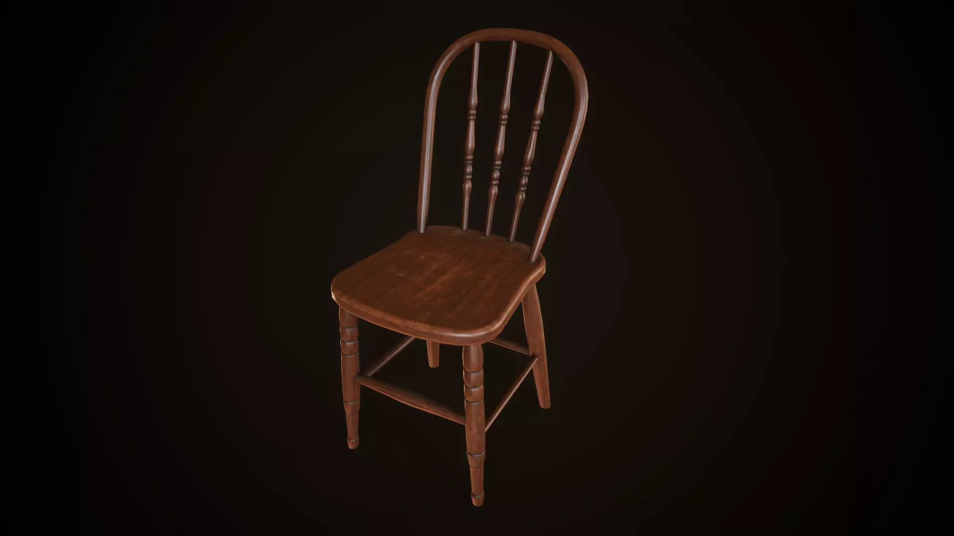 Old victorian chair Low-poly 3D model_0