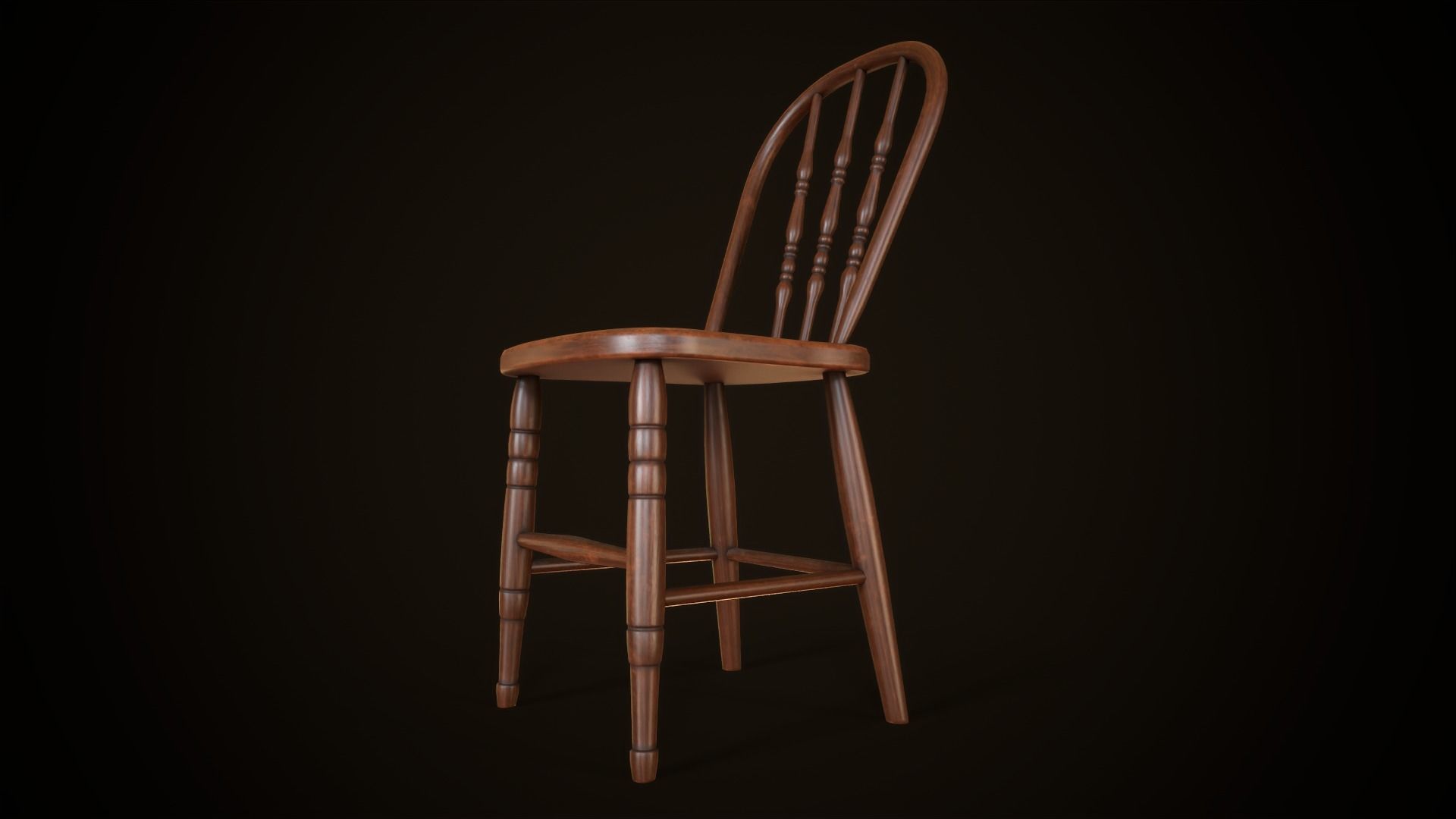 Old victorian chair Low-poly 3D model_1