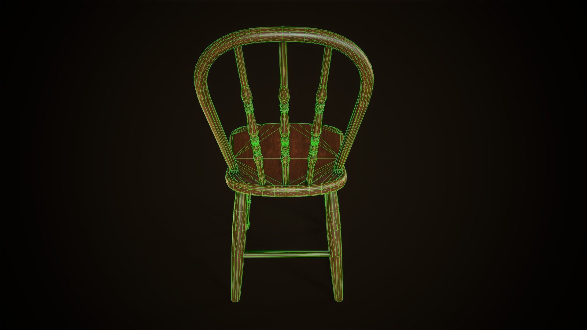 Old victorian chair Low-poly 3D model_13
