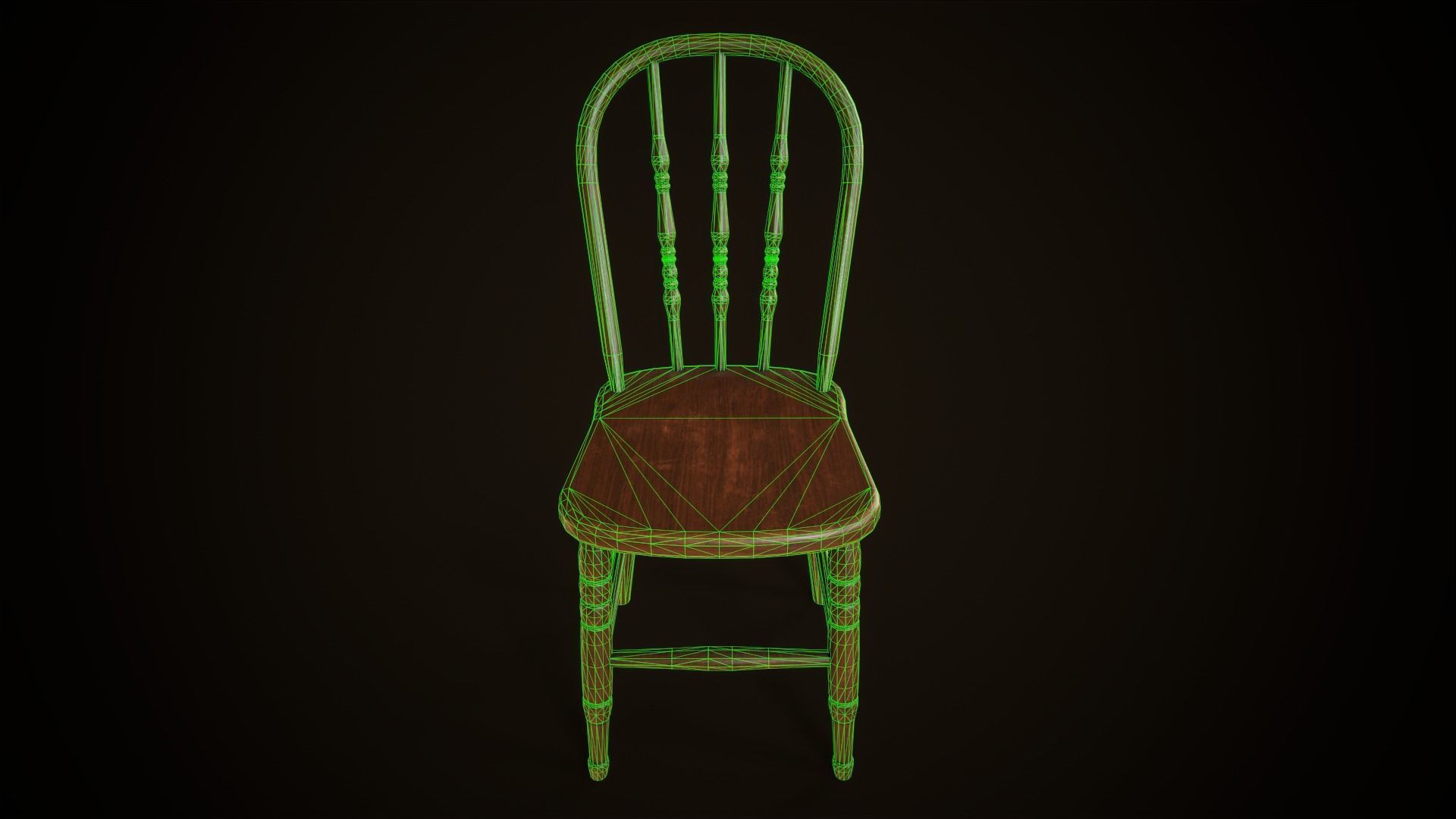 Old victorian chair Low-poly 3D model_11