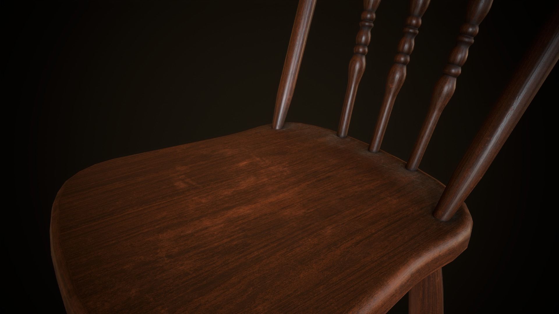 Old victorian chair Low-poly 3D model_5