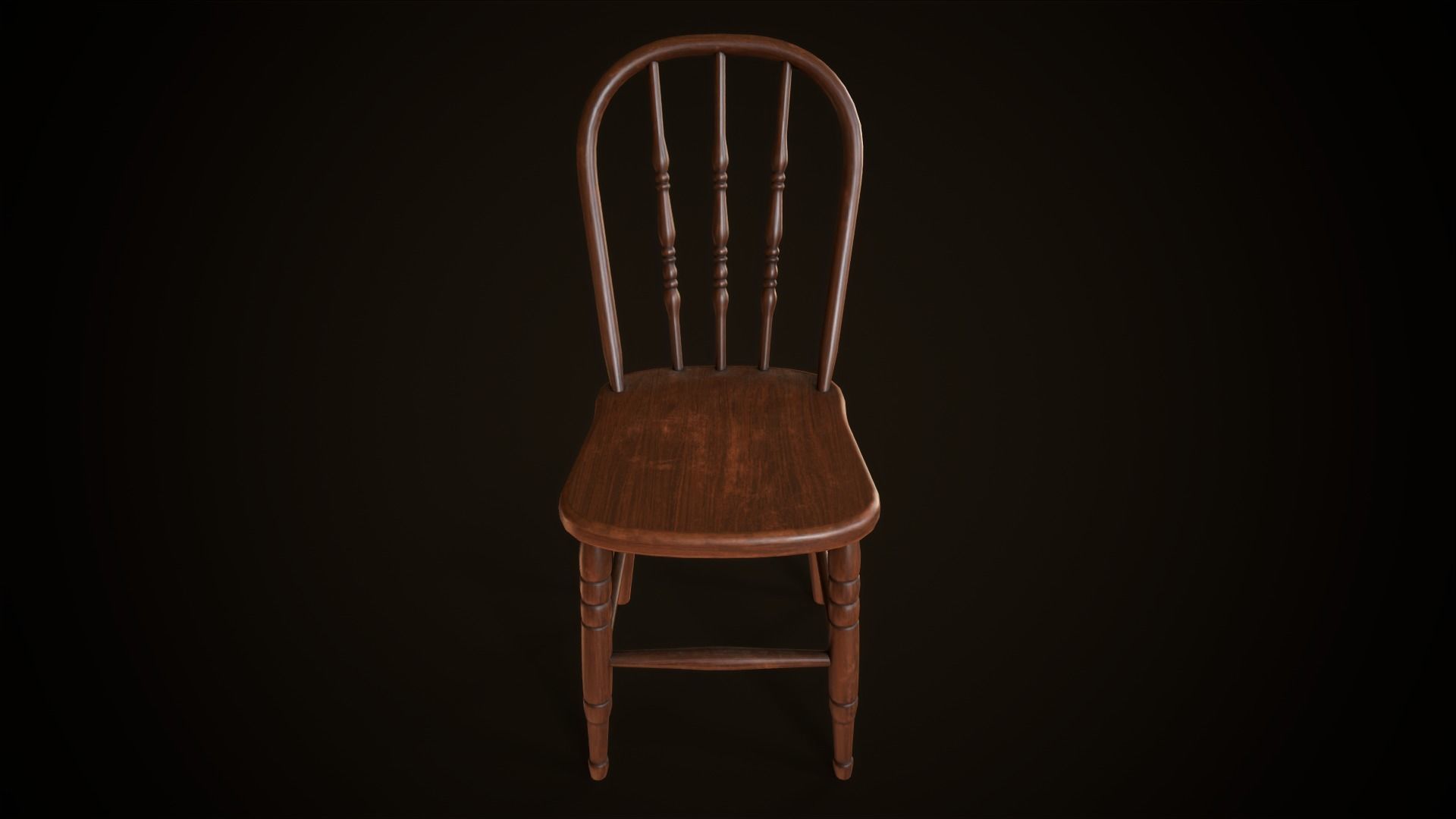 Old victorian chair Low-poly 3D model_3